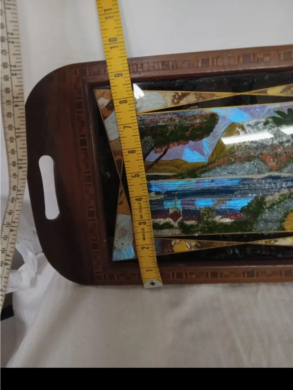 Vintage  Daniel Teixeira Wooden Tray,  Rio De Janeiro Iridescent